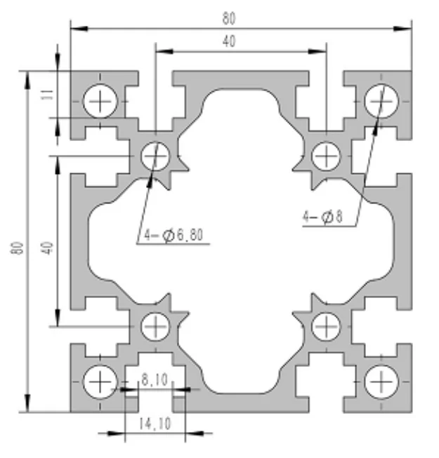 8080-8G Алюминиевый конструкционный профиль анодированный