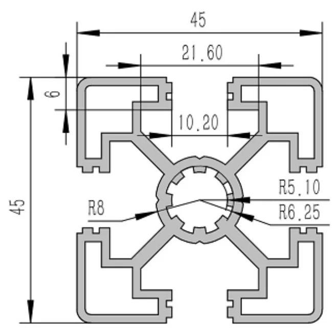 4545-10L Алюминиевый конструкционный профиль анодированный