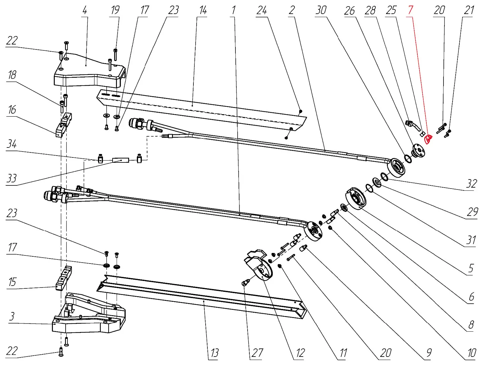 IRS-00106062 F1 Держатель инжектора на Взрыв-схеме плазмотрона F1-45