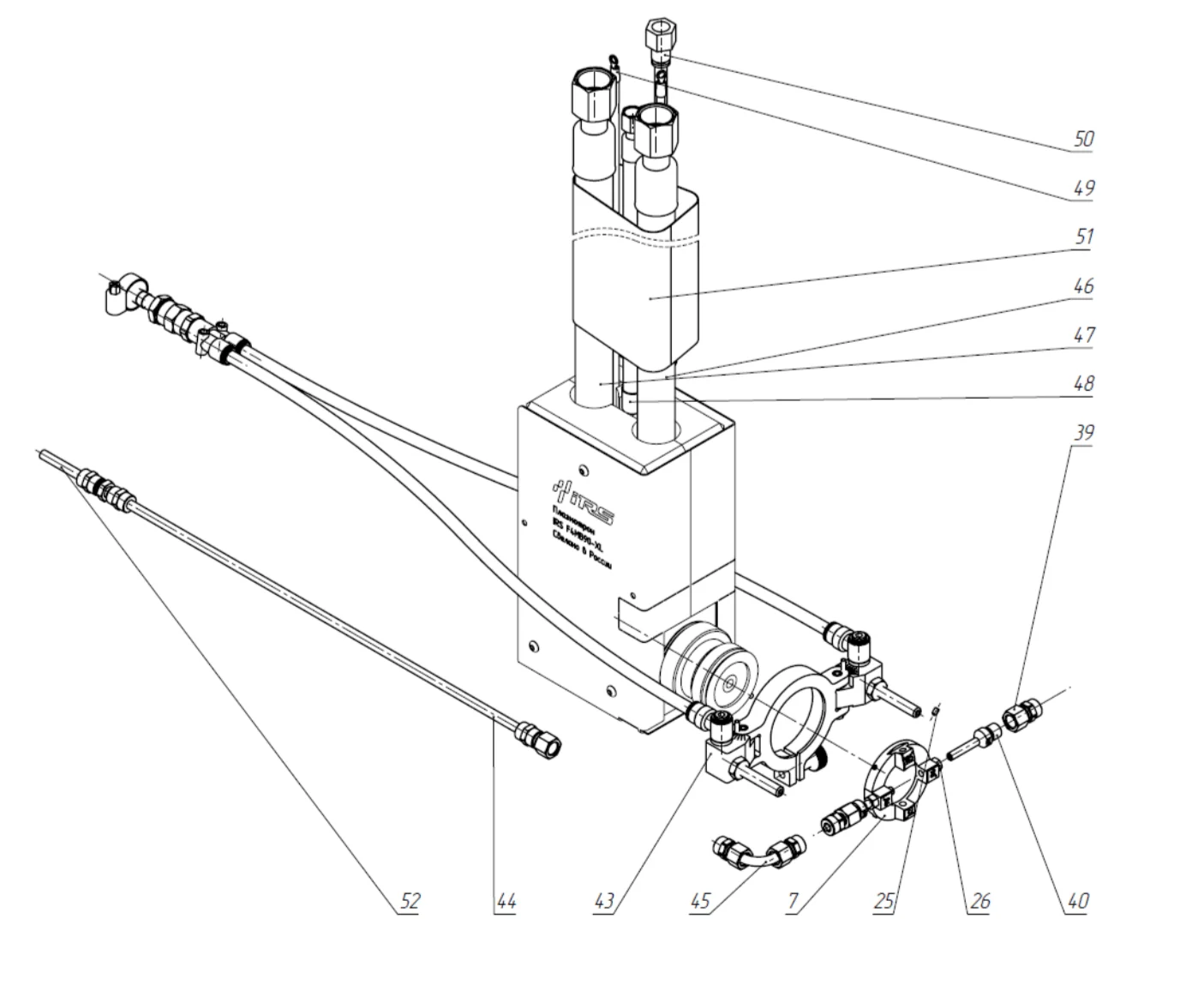Компонентная схема плазматрона F4 - 90°