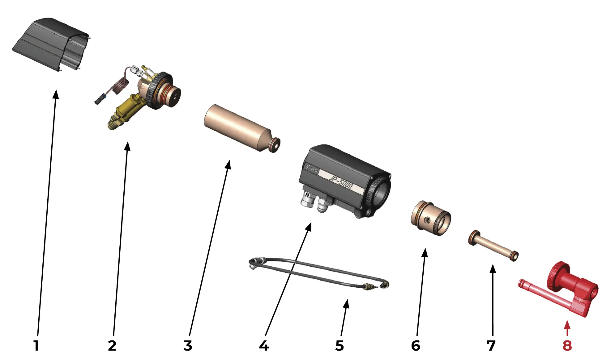 IRS-00100828 JP-5000 Держатель ствола 6 дюймов в сборе на Взрыв-схеме горелки JP 5000