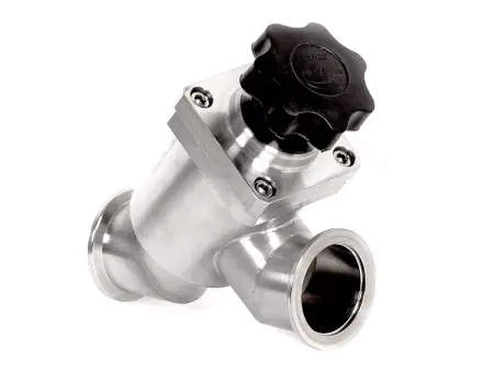 Клапан вакуумный прямоточный  GD-25(45˚) KF25 Ручной уплотнение - Фторэластомерное материал - Нержавеющая сталь 304SS