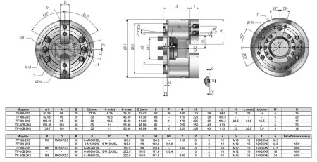 TF-8B-2K6 Гидравлический двухкулачковый токарный патрон большого диаметра