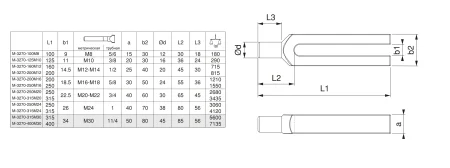 M-3270-250M20 Прихват прямой вильчатый с круглым прижимным выступом