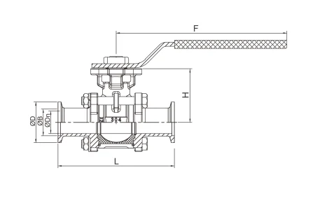 Вакуумный шаровой кран  (размер KF-25)