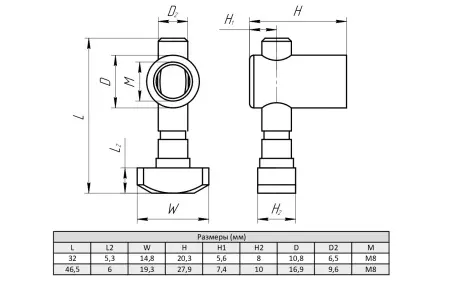 Быстрый соединитель встроенного типа для алюминиевых профилей М8, паз 10, угол 90 градусов, ALF-FCM8-10/90