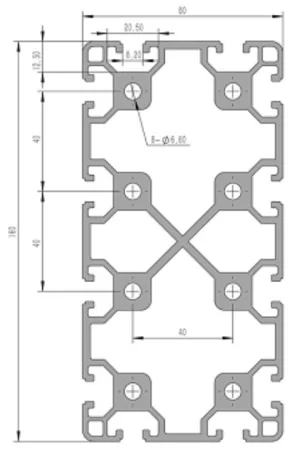 80160-8B Алюминиевый конструкционный профиль анодированный