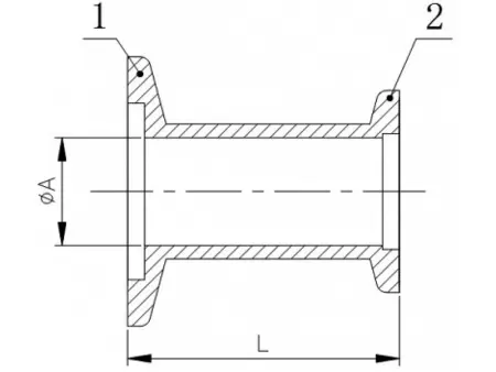 Переходник KF80 - KF16 Цилиндрический (нержавеющая сталь 304)