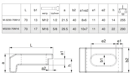 M-3230-70M16 Прихват пластинчатый с длинным пазом