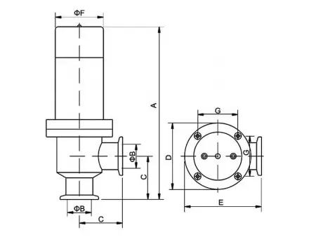 Клапан вакуумный   DDC-JQ50 KF50 Электромагнитный уплотнение -  материал - Нержавеющая сталь 304SS