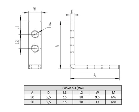 Внутренний угловой соединитель М8 для алюминиевых профилей, паз 6, ALF-IC2040-S