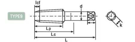 Метчик твердосплавный со спиральными канавками и длинным хвостовиком, трубная резьба DLOT-LS-P181