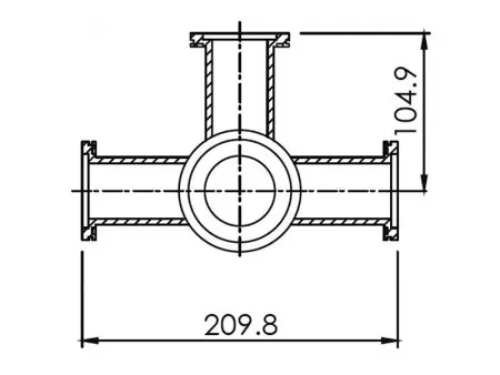 Пятерик с фланцами ISO-K 100, нержавеющая сталь 304L