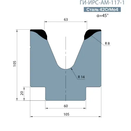 Одноручьевая матрица-вставка Promecam/Amada  ГИ-ИРС-АМ-117-1
