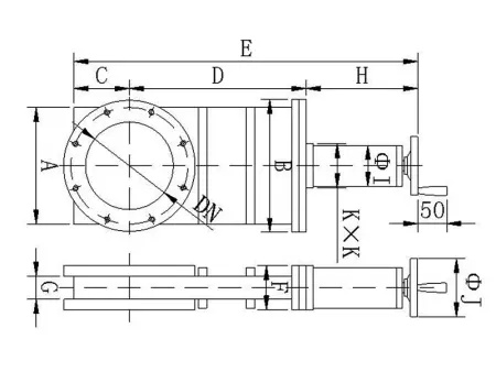 Шиберный затвор высоковакуумный. Ручной Фланец CF63 нержавеющая сталь.