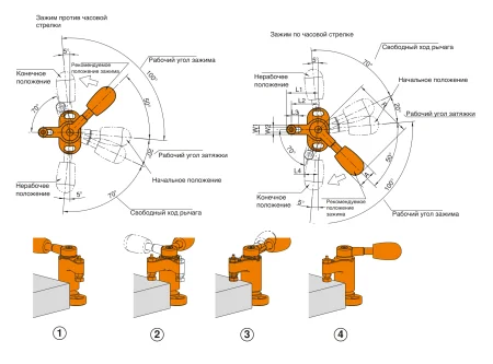 M-3350-8520L Прижим поворотный регулируемый с рычагом