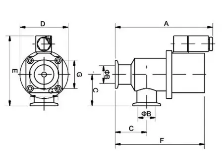 Клапан вакуумный   DDQ-JQ50 KF50 Пневматический уплотнение -  материал - Нержавеющая сталь 304SS