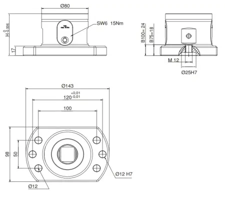 M-2600-80100 Модуль зажимной для 5 осевой обработки, 80 мм