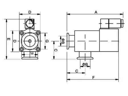 Клапан вакуумный   DDQ-JQ16 KF16 Пневматический уплотнение -  материал - Алюминий