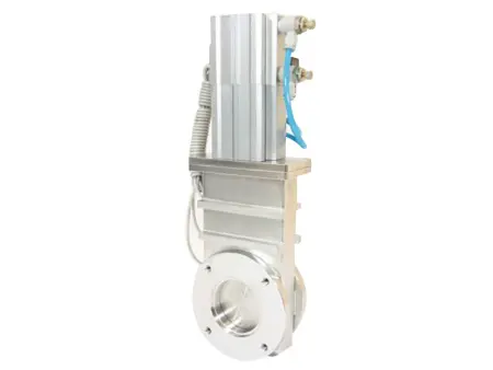 Шиберный затвор высоковакуумный. Пневматический Фланец CF100 нержавеющая сталь.