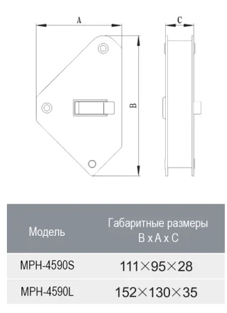 MPH-4590S Магнитный фиксатор для сварочных работ с одиночным переключателем, усилие 30 кг