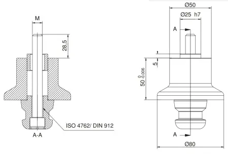 M-2645-801075 Адаптер установочный с наружной резьбой, 80 мм