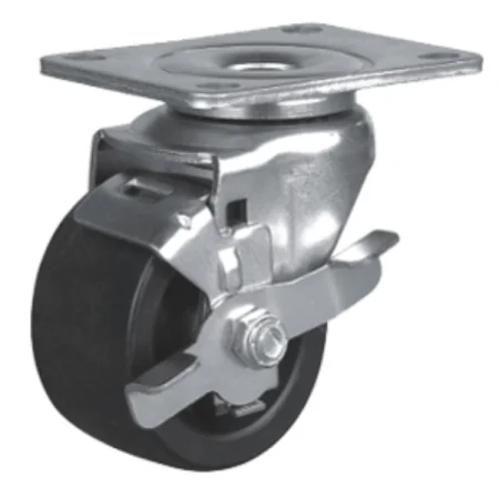 Колесо поворотное с большой грузоподъемонстью и дополнительной защитой D75 мм, с платформой, ALF-W-D75L