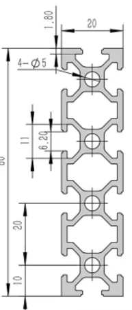 2080-6B Алюминиевый конструкционный профиль анодированный