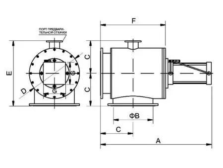 Клапан вакуумный угловой  GDQ-S320B ISO-K320 Пневматический уплотнение - Сильфонное материал - Нержавеющая сталь 304SS