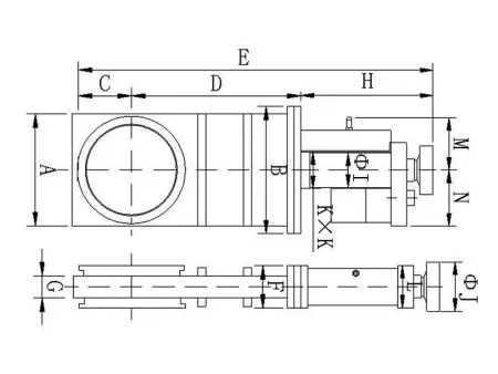 Шиберный затвор высоковакуумный. Электромеханический Фланец ISO-K200 нержавеющая сталь.