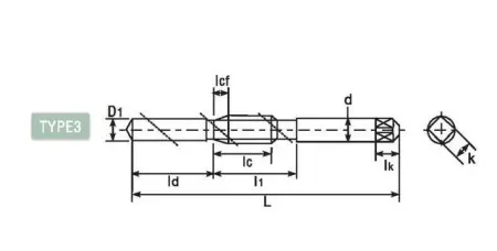 Метчик со спиральными канавками и сверлом DLDR-SFT303