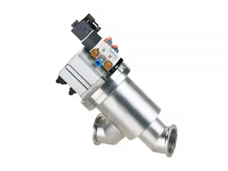 Клапан вакуумный прямоточный  GDQ-50(45˚) KF50 Пневматический уплотнение - Фторэластомерное материал - Нержавеющая сталь 304SS