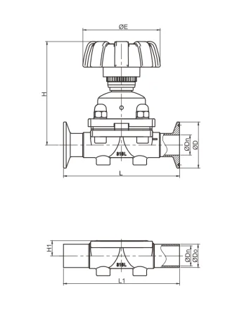 Ручной мембранный клапан
(Уплотнение 8, размер DN10 ⅜")