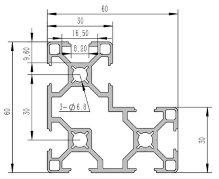 6630-8B Алюминиевый конструкционный профиль анодированный