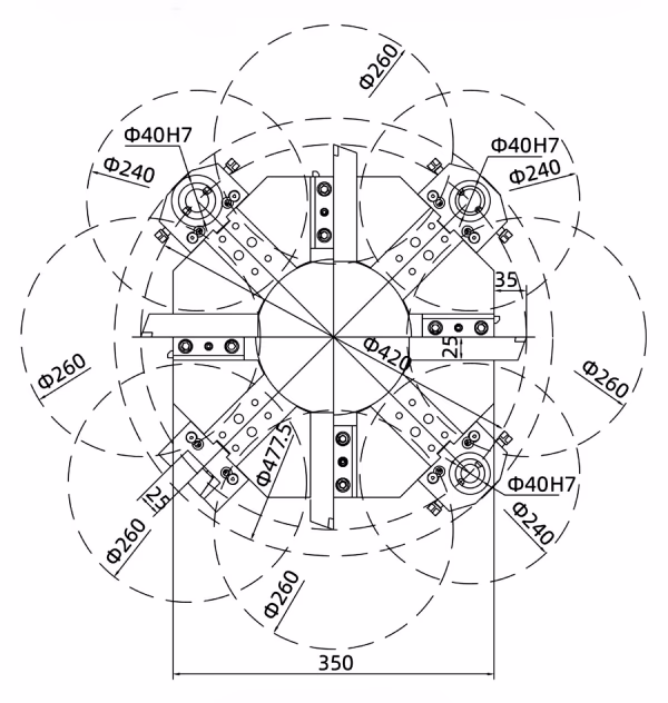Взаимодействие оснасток 8-ми позиционной револьверной головки токарного станка с ЧПУ IRT-T5.2-1000S